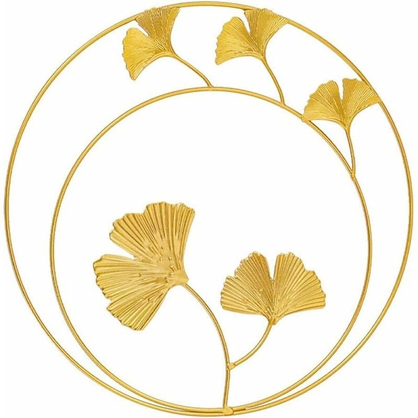 Metall väggdekoration att hänga - ginkgo biloba - guld - väggdekoration att hänga - skulptur för huset, vardagsrummet, sovrummet