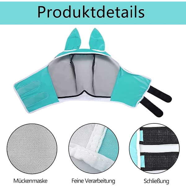 Hästflugmössa - UV(M) SkyddMyggmask - För Hästar - Vit