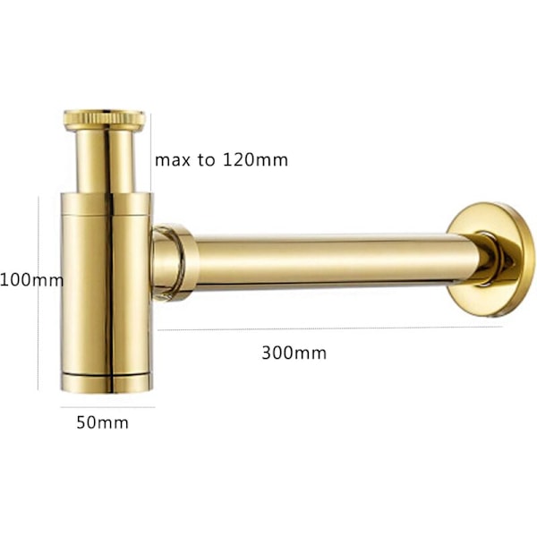 Vattenlås för diskho i rostfritt stål, universell Sifon Design 1 1/4 x 32mm, justerbar anti-lukt för handfat och diskho, borstad guld