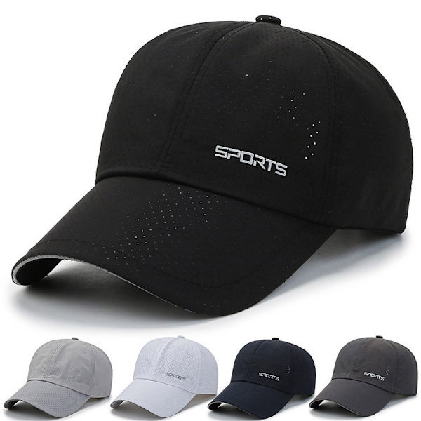 Sort-Justerbar Baseball Cap Golf Hat Motorcykel Trucker Cap Strapback Cap til Mænd Kvinder