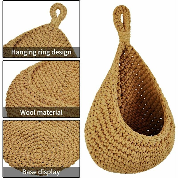Hængende kurv Frugtkurv vægkurv Hængende 21x21cm Macramé frugtkurv vævet kurv blomster bage af frugtkurv tapet hængende grøntsag