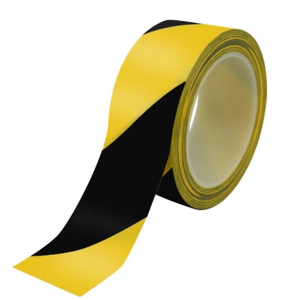 Ikke-klæbende hazard advarsel tape 60mm x 110m sort og gul pol