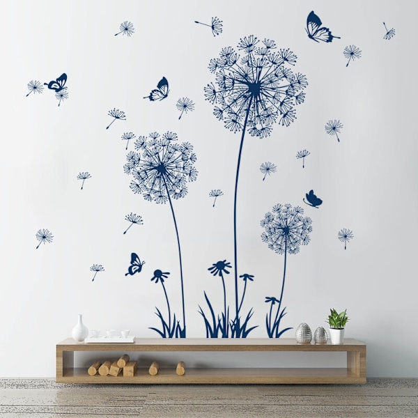 Väggdekaler Blå maskros väggdekal blå blommor Väggdekal fjärilar maskros för salonger sovrum skrivbord soffa bakgrund väggdekoration