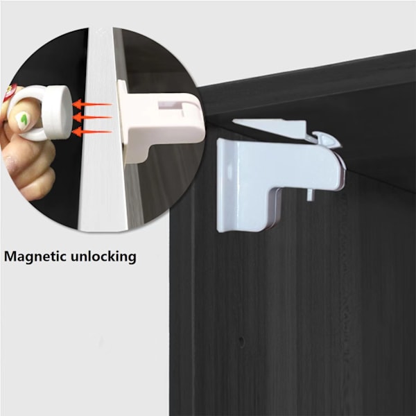 Magnetisk dørstopper, 8 låse + 2 nøgler