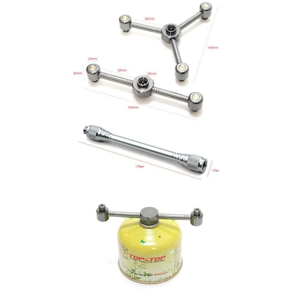 Utomhuscamping Aluminiumlegering Gas Cylinder Spis Adapter Huvuden Ugn Omvandlare Anslutningsdon Tillbehör (tre huvuden)