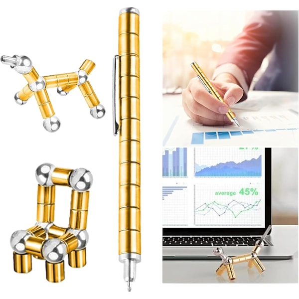 Magnetisk Stress Relief Penna - Rolig Present för Barn/Vänner (Guld)