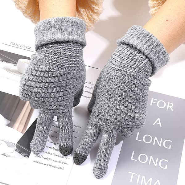 2 par kvinners vinter touchscreen hansker termisk fleece foret strikkede hansker elastisk mansjett vinterhansker