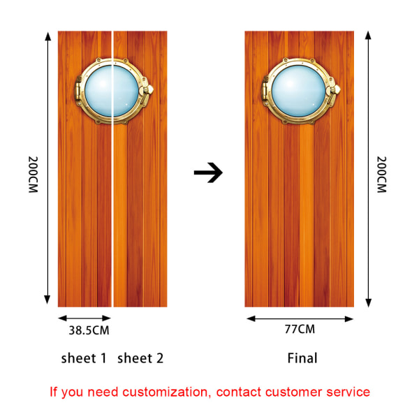 Trädörr för yacht 77x200cm 3D dörrklistermärke vinkällare fototapet Trompe l'oeil väggklistermärken PVC vattentät tapet för sovrum badrum kit