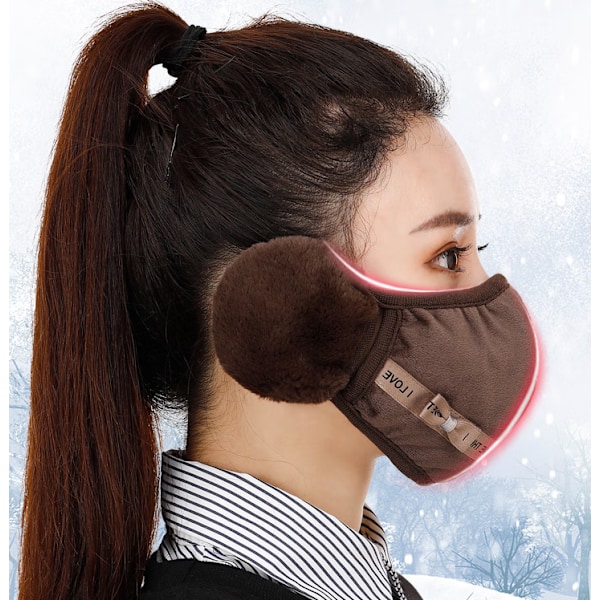 2 st vinter fleece plysch varm mask dammsäker kall-bevis ridning öronvärmare två-i-ett öronkåpa utomhus muffler öron-cap（röd）