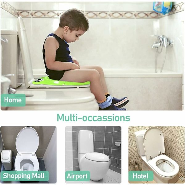 Baby Toiletreducer, Rejse Toiletreducer, Sammenklappeligt Børne Toiletsæde, Børne Toiletreducer, Rejse Sammenklappeligt Toiletsæde med 1 Bærepose, Grøn Fr
