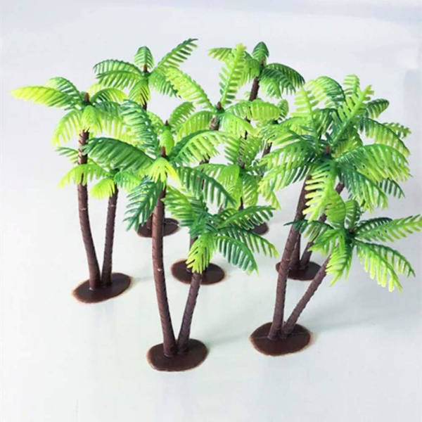 12 stk Mini Kokosnøtt Palme Modell Kokos Palme Landskap Modell Tre Miniatyr Plantepotter Bonsai Håndverk Mikro Landskap DIY Dekor