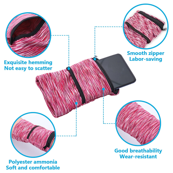 Set med 3 dragkedjor handledsväska, lätt telefon handledsband för löpning, andningsbar handledstelefonväska med 2 fickor
