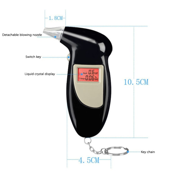 Bærbar bilalkoholtester alkometer for bil og hjem