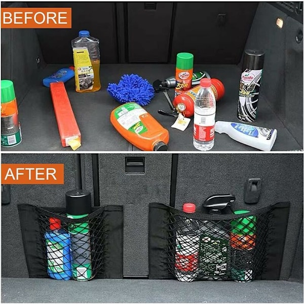 Förvaringsnät för bilbagage, [4 fack 40x25 cm] Fickorganisatör för bilbagage