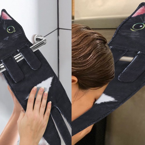 Katt håndkle - Bad kjøkken håndkle Katt dekorasjon Myk superabsorberende hengende ansiktshåndkle Morsdag julegave til katteelsker