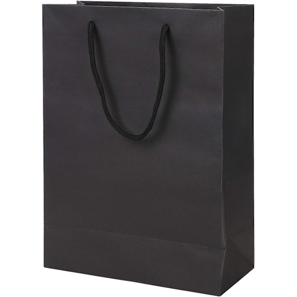 10 stk. Kraftpapirposer Store Julegaveposer Håndtaske med Håndtag Gaveposer Genanvendelig Emballage Godteposer Tote Taske Sort (Lodret Størrelse 2