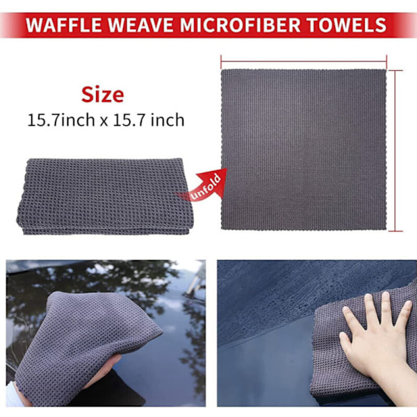 Sæt med 12 dele til bilvask og rengøring - bilbørste, hjulbørste, dækvaskehandske i mikrofiber, vaskehåndklæde og poleringssvamp til vask af en