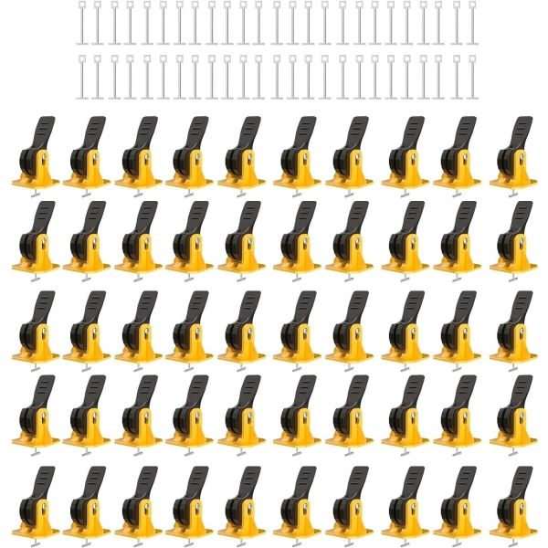 (gul + sort) 100 flisejævningssystemsæt, 50 flisejævnere a