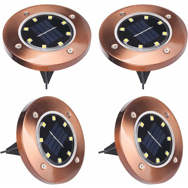 Solcellelamper for bakken, 8 solcellelamper utendørs LED, hagestier, utendørsbelysning, gulvbelysning, vanntett, solcellelandskapsbelysning med stolpe
