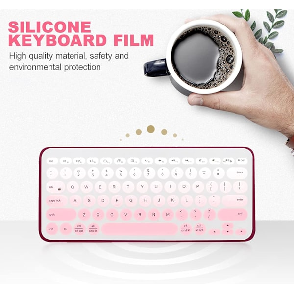 1 x Silikonfodral för Logitech K380 Rosa tangentbordsskyddsfilm för K380 tangentbord