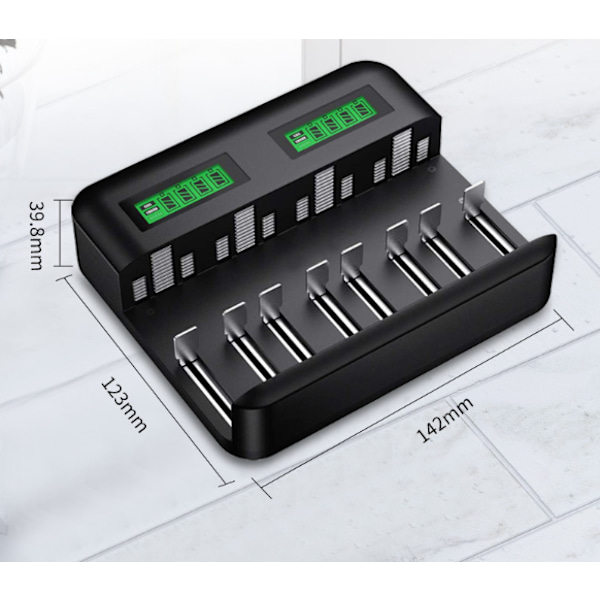 LCD Universal Batteriladdare, Universal Laddare för AA/LR6, AAA/LR3, C/R14, D/R20 Ni-MH Uppladdningsbara Batterier med Typ C Micro USB Ingång, Laddare