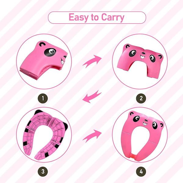 Baby Toiletsæde Reducer (Pink), Foldbar Toiletsæde til Børn, Bærbart Toiletsæde til Drenge og Piger med 8 Skridsikre Sliders og 1 Ca