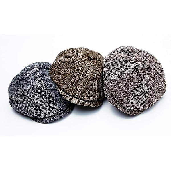 (mørk) Flad Beret Cap Mænd eller Kvinder Newsboy 8 Panel Fritid Hat
