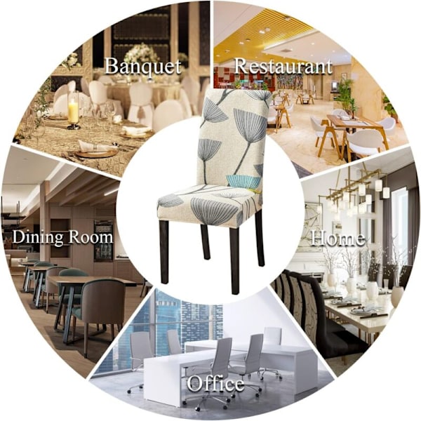 Set med 4 Utdragbara stolsöverdrag Stolsöverdrag Matsal Modern Tvättbart Överdrag Stolsöverdrag För Matsal Restaurang Hotell Bukett, Beige lea