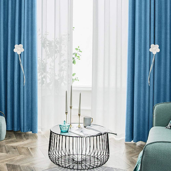 2 stycken Vintage Magnetiska Gardinband Hållare Resin Blomma Gardin Draperi Hållare Fönster Gardin Dekorativ Spänne Hållare för Hem Café Balkong Vit