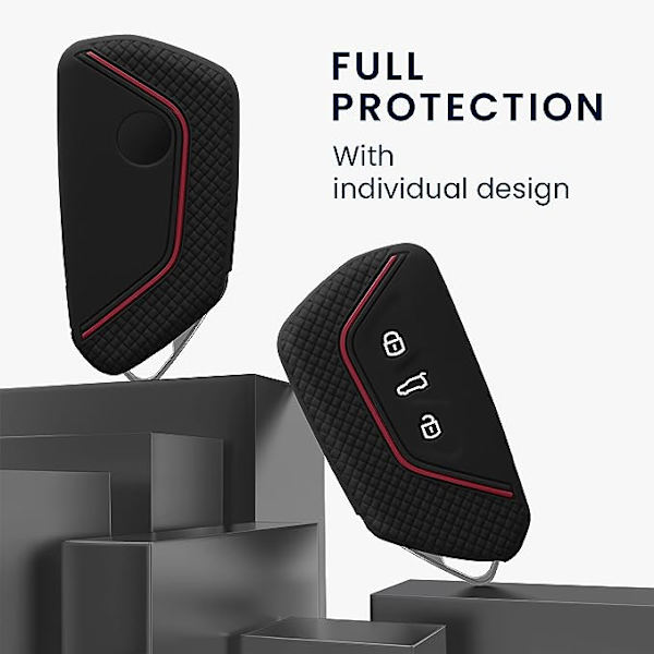 Silikone nøglecover til VW Golf 8 - Sort/Rød