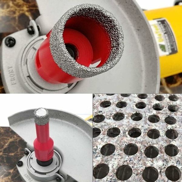3 stk. 6 mm/8 mm/10 mm vakuumloddede diamantbor med M14-gevind til tørboring af porcelænsfliser, granit og marmor