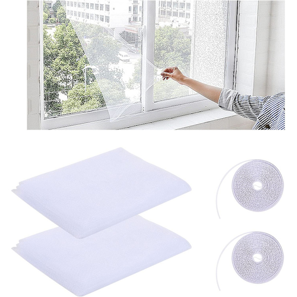 2 kpl Ikkunan Hyttysverkko, Hyönteisverkko, 130cm*150cm, Hyttysverkko Itseliimautuvalla Nauhalla, Ikkunan Verkko Hyttysverkko, Valkoinen