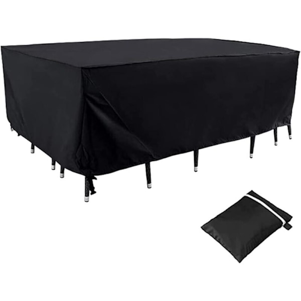 （200x160x70cm） (svart) Robust, vattentätt soffskydd för utomhusbruk, väderskydd, rektangulärt, regntåligt, skyddar mot snö, damm, UV-strålar och vind (svart)