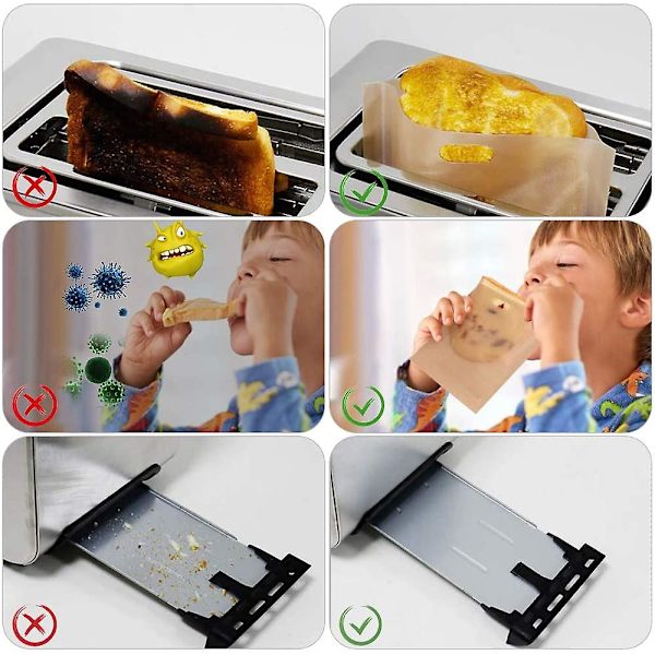 10 Toastipussia, Ruokapussit, Tarttumattomat Uusiokäyttöiset Toastipussit