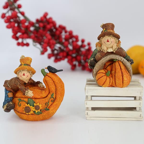 Fugleskræmsel Borddekoration Figur Figur Efterår Figur Dekoration Smil Efterår Høst Græskar Thanksgiving Halloween Påske