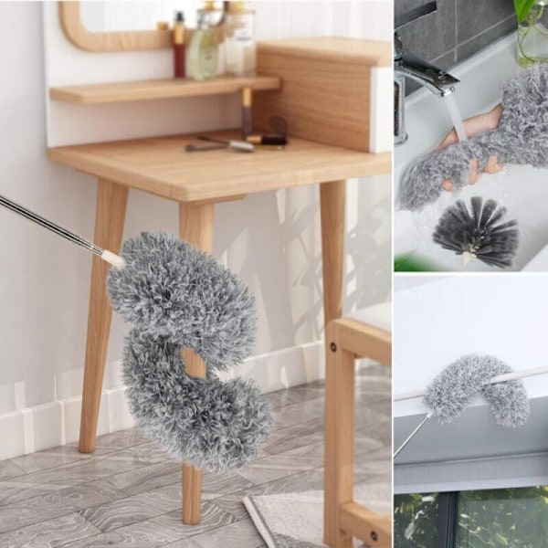 Mikrofiber teleskopisk fjærkost for spindelvev - børste for høye tak - Stripet resistent - vaskbar, sammenleggbar - 250cm - Rengjøringsverktøy for hjemmet