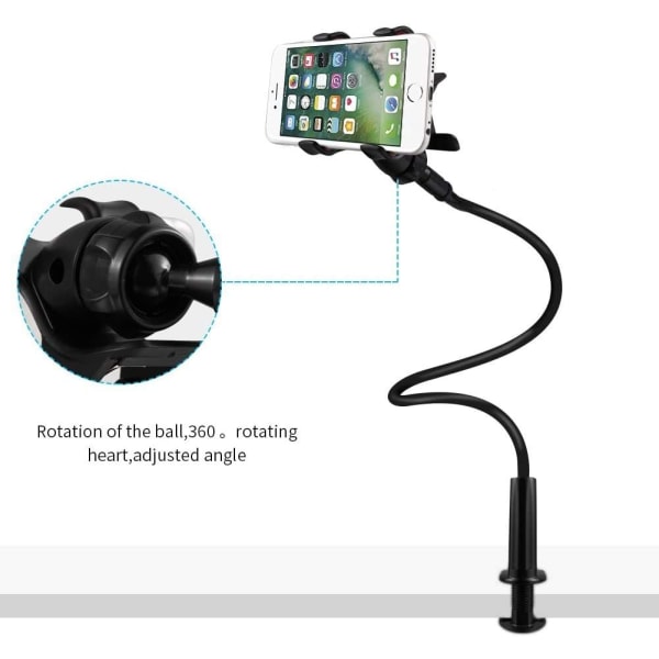 Telefonhållare för säng, telefonhållare med flexibel svanhals lång arm 360° rotation justerbar för iPhone 13/ 13Pro,12/12 Pro Max, 11 Pro XS Max X 8 7 Sam