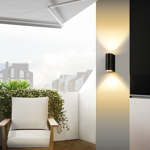 Lightess 12W LED-seinävalaisin ulkokäyttöön, vedenpitävä IP66, antrasiitin värinen, neliön muotoinen seinävalaisin, metalliseinävalaisin, ulkoseinävalaisin, lämmin valkoinen LED-seinävalaisin