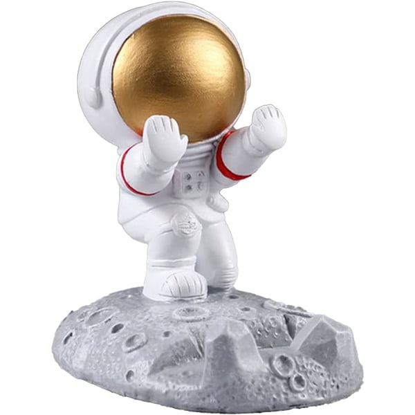 Astronaut mobiltelefonholder (guld), astronautbillede astronautstatue skrivebords mobiltelefonholder, skrivebordsdekoration kreativ mobiltelefonholder