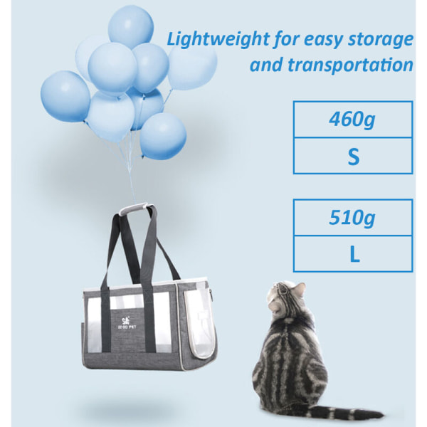 Bärbar husdjur hundar katter transportör katt hund husdjur reseväska designad för resor vandring utomhus för vikt inom 6 kg, mörkgrå, S