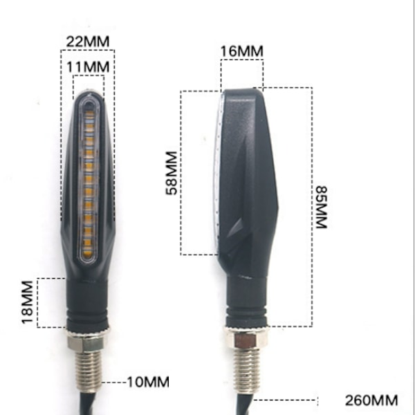 Pakke med 2 universelle motorsykkel LED-blinklys Godkjent sekvensiell motorsykkel LED-blinklyslyspære Amber E24