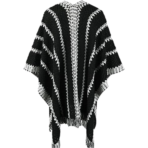 Women's Cape Cape Shawl Extra Large Winter Warm Cardigan Printed Blanket Cardigan Cape Knitted Cape Coat Women's Cape(black)