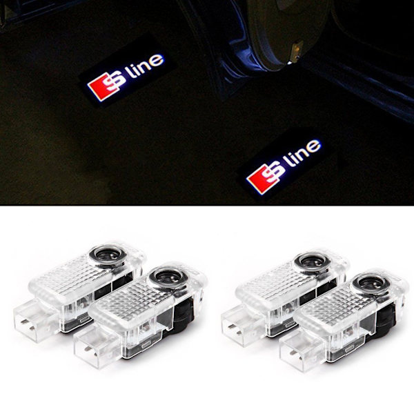 2 st bil logotyp (Audi S-line) dörröppningsbelysning bildörr belysning projektionsljus