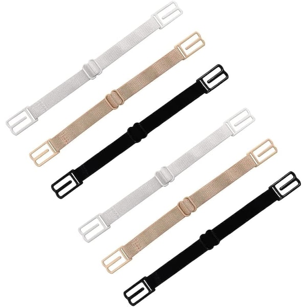 Sklisikker BH-stropp, 6 stk. BH-stroppholder Elastisk stroppholder Passer til alle koppstørrelser (Svart, Beige, Hvit)