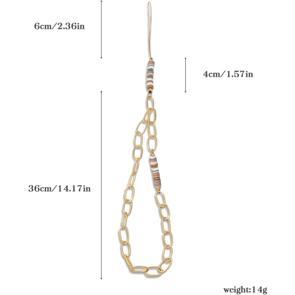 Mobiltelefon Lanyard, Telefon Lanyard, Telefon Smykker, Kort Metall Mobiltelefonkjede Anti-tap Mobiltelefon Tau (Metall Splicing Farge Perler)