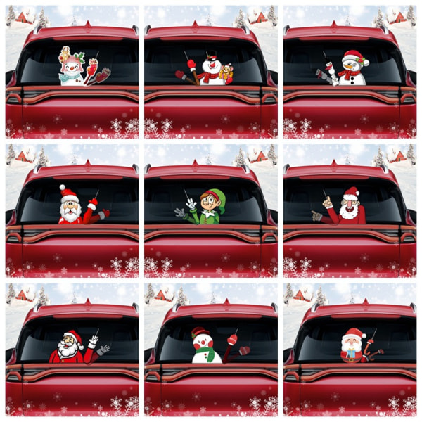 Bakre vindusvisker-klistremerke Christmas Snowman vinkende vinkende vindusvisker-klistremerke