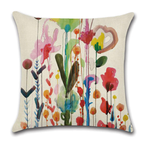 Putetrekk 45x45cm, 4-pak Lin Putetrekk Blomster Livets Tre Dekorasjoner for Sofa Utendørs Hage Seng Sofa Bil