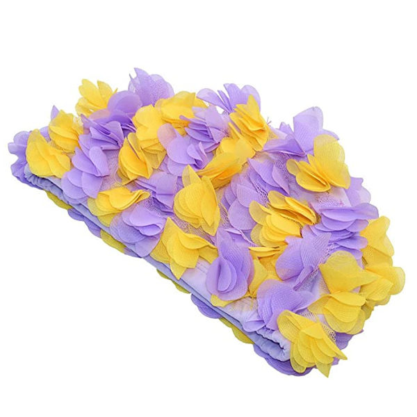 Blomstermønstret svømmehætte, retro-stil, til kvinder, lilla og gul