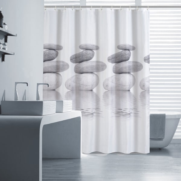 Dekorativt duschdraperi i vattentätt och anti-mögelbehandlat tryckt polyester 183 x 183 cm med 12 krokar