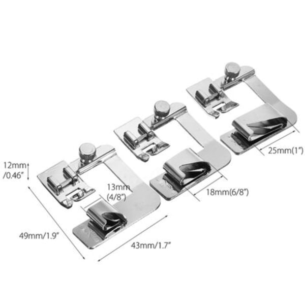 Tredelt trykkfot for husholdnings multifunksjonell elektrisk symaskin Faldefot 4/8\" 6/8\" 8/8\"